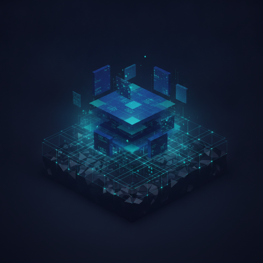 Abstract representation of an HR information system whose foundation is a layer of compliance and security.